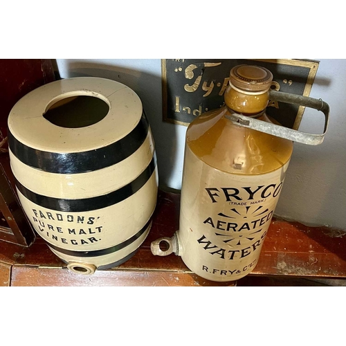 320 - ± Birch, Birch & Co Grocers Stoneware A huge stoneware flask for ‘Fryco Aerated WatersFry & Co, Ltd,... 