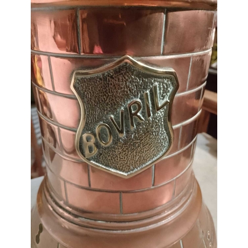 321 - ± Birch, Birch & Co Grocers A castellated Bovril copper urn J&R Banfill maker’s plate,HxD 44x25cm - ... 