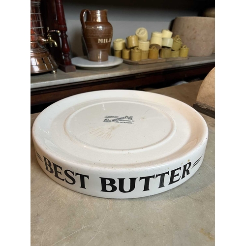 328 - ± Birch, Birch & Co Grocers Butter stand A Best Butter pottery stand by John Whittaker and Son, Comp... 