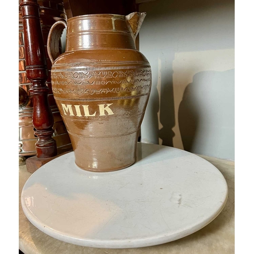 329 - ± Birch, Birch & Co Grocers Dairy pottery A Juggins Butter Stand by Copeland D 35cm, and a stoneware... 