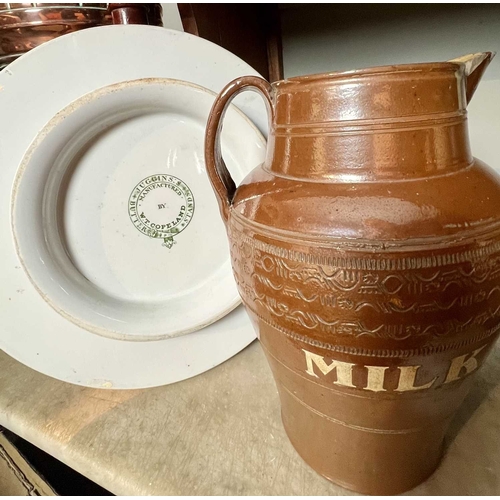 329 - ± Birch, Birch & Co Grocers Dairy pottery A Juggins Butter Stand by Copeland D 35cm, and a stoneware... 