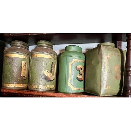 334 - ± Birch, Birch & Co Grocers Tea cannisters A pair by Bartlett with original decoration and domed lid... 