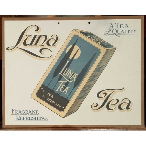 335 - ± Birch, Birch & Co Grocers Signage A double-sided card sign Luna & Lotus Teas 23.5x30cm, and a pres... 