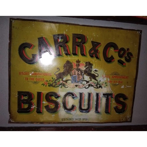 353 - ± Birch, Birch & Co Grocers A pressed tin advertising sign. 'Carr & Co.'s Biscuits'. 42cm x 55cm - T... 