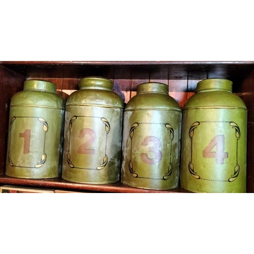 363 - ± Birch, Birch & Co Grocers Tea Canisters A set of five old tin-plate shop display toleware tea Cani... 