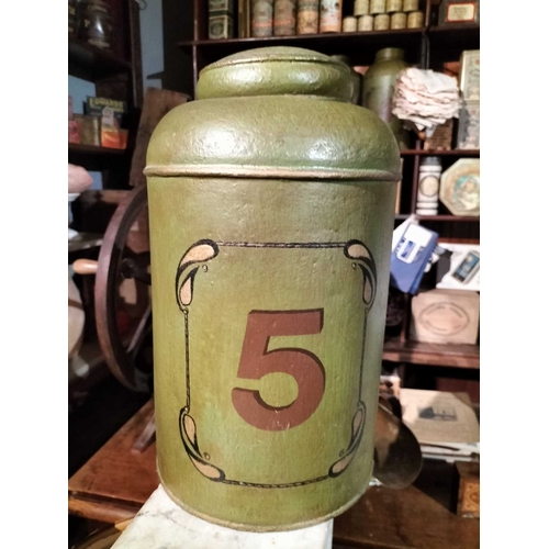 363 - ± Birch, Birch & Co Grocers Tea Canisters A set of five old tin-plate shop display toleware tea Cani... 