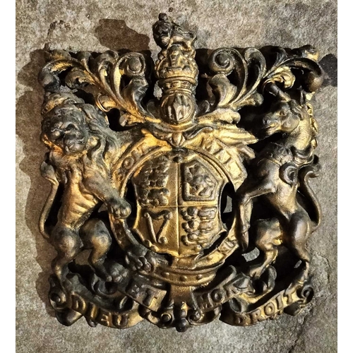 364 - ± Birch,Birch & Co Grocers Cast Iron Royal Coat of Arms A cast iron and painted Royal Coat of Arms C... 