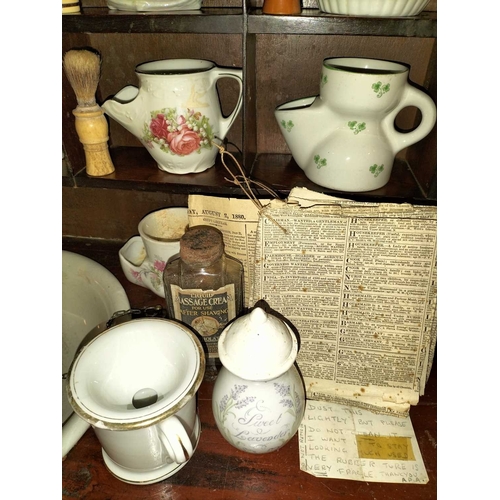 379 - ± E Thomas Gentleman's Hairdresser Collection of shaving mugs etc A collection of shaving mugs and r... 