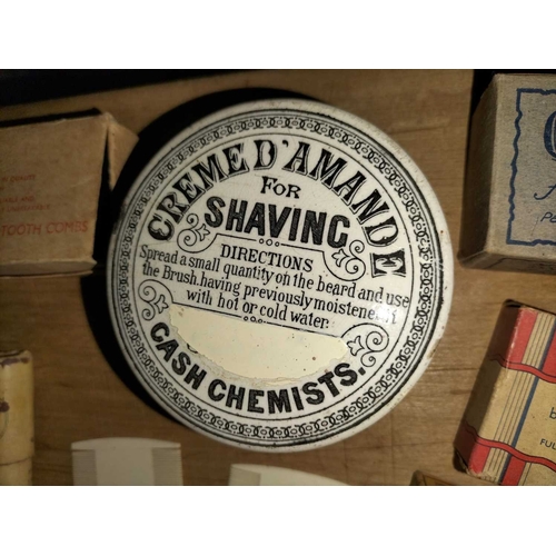 382 - ± E Thomas Gentleman's Hairdresser Creme D'Amond Cream Pot and other items A group of shaving relate... 