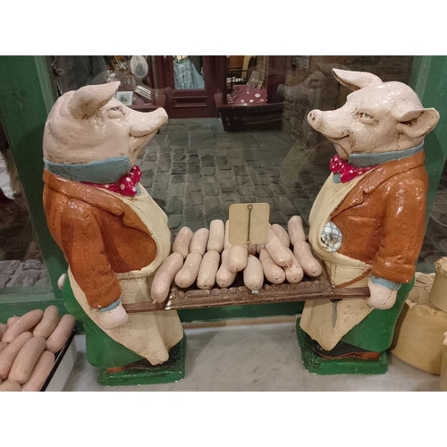 405 - ± Thomas Borthwick & Sons Butchers Pork Butchers display stand With two confronting anthropomorphic ... 