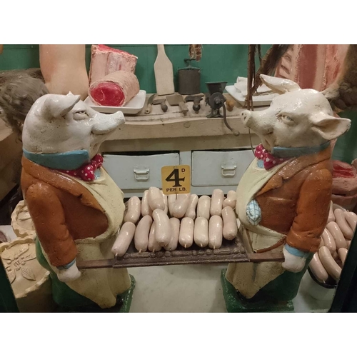 405 - ± Thomas Borthwick & Sons Butchers Pork Butchers display stand With two confronting anthropomorphic ... 