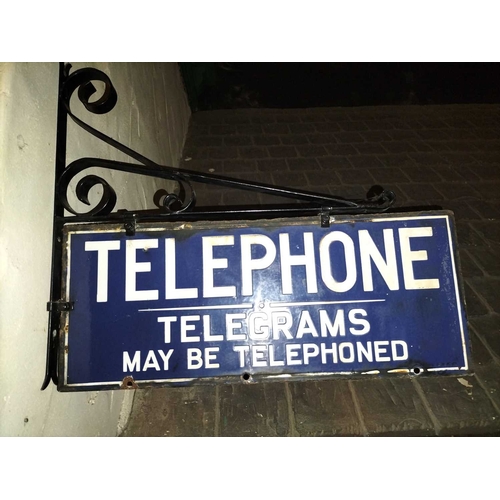 409 - ± Post Office Telephone Telegram double sided enamel sign A 