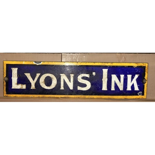 410 - ± Post Office Lyons Ink enamel advertising sign A Lyons Ink enamel advertising sign, 6 x 25 cm. - Th... 