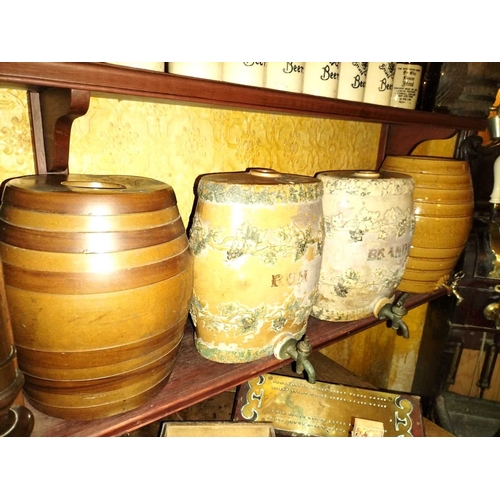 429 - ± The Pheasant Inn Stoneware barrels A pair by James Stiff Lambeth with sprigged-on decoration one p... 