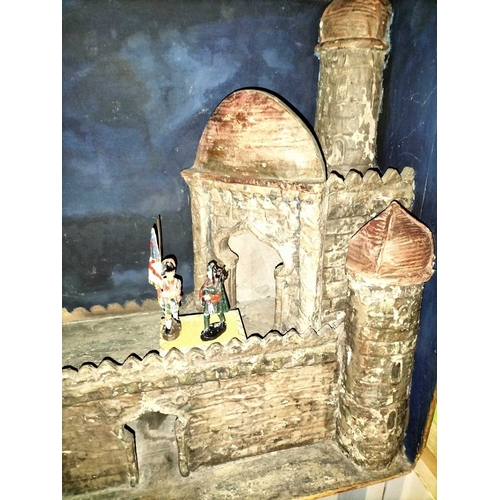 485 - ± Mr Neville's Toyshop Castle Diorama A good wood and papier mache castle diorama 64 x 91 cm - This ... 