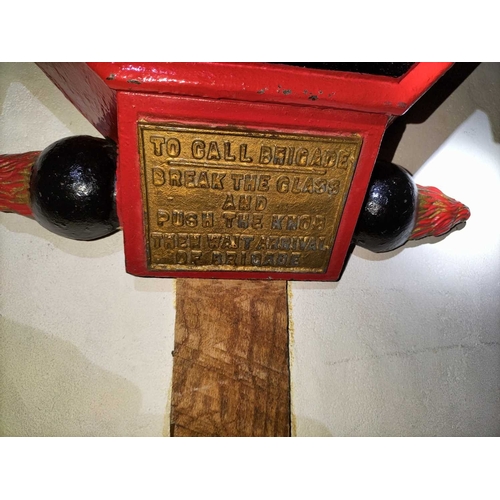 533 - ± Flambards Bakery A wall mounted cast iron 'Fire Alarm' Bearing inscription 'To call brigade break ... 