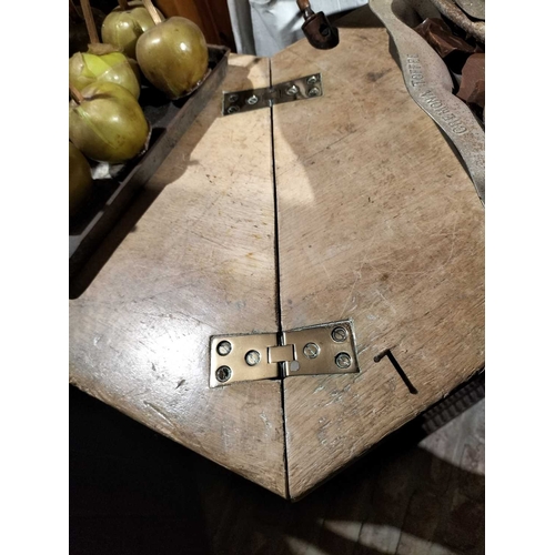 551 - ± Miss Vaughton's Sweet Shop Shop pine counter An old shop counter with pine top and panelled base, ... 