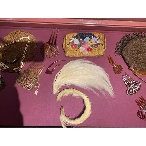 600 - ± K Fillingham Milliners Shop stock, beaded purses, haircombs, gloves etc. The remaining contents of... 