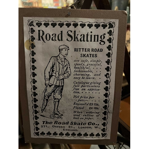 626 - ± Lugg's Hardware Shop Skating A pair of rare Ritter road skates c. 1890/1905 sold with a photo copy... 