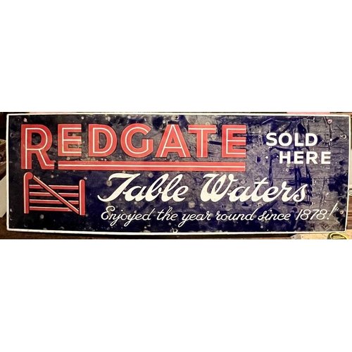 663 - ± Lugg's Hardware Shop Two enamel signs Reckit's Blue 30x51cm and Redgate Table Waters 28x81cm - Thi... 