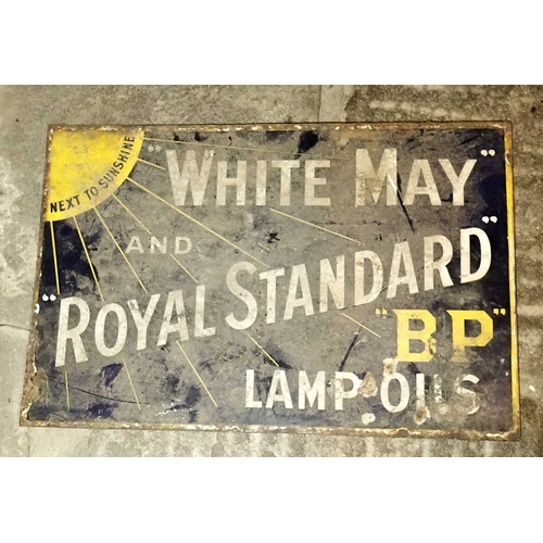 667 - ± Lugg's Hardware Shop Advertising Enamel Sign BP A White May and Royal Standard BP lamp oil double ... 