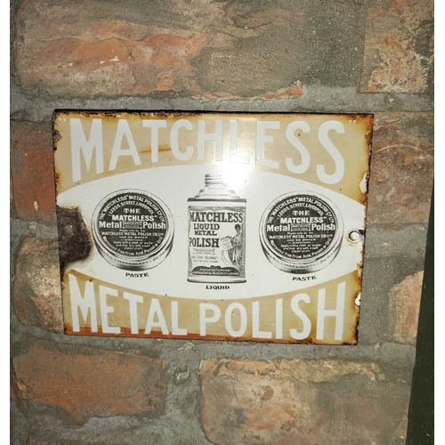 673 - ± Lugg's Hardware Shop Matchless Metal Polish Enamel Sign A Matchless Metal Polish Enamel Advertisin... 