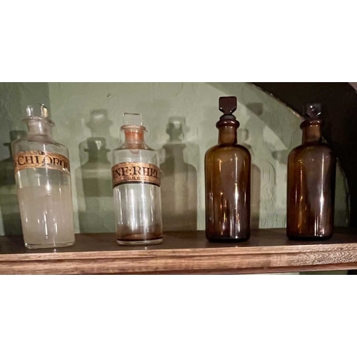 716 - ± J Dyke Apothecary Bottles, Drug Jars etc. Including a Yardley composition group, small green poiso... 