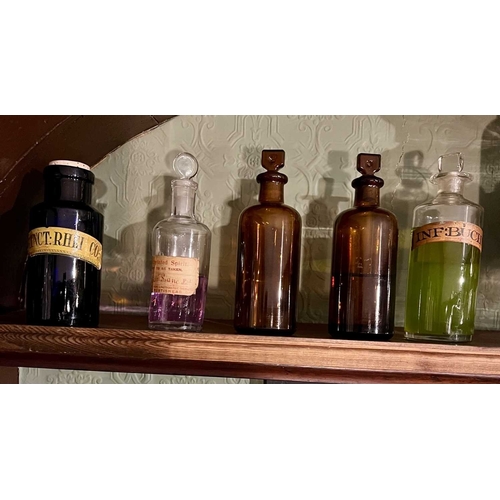 716 - ± J Dyke Apothecary Bottles, Drug Jars etc. Including a Yardley composition group, small green poiso... 