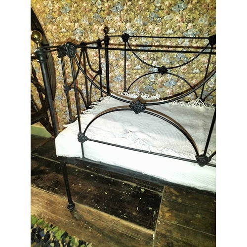 741 - ± Bakers Nursery Child's Cot brass and iron A late C19th Brass and Iron infants bed with some linen ... 