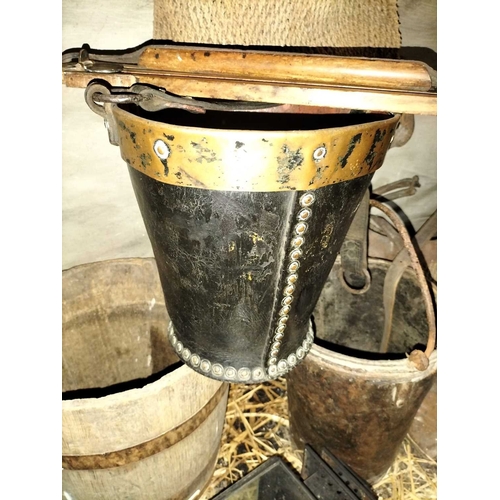 779 - ± Flambards Hotel and Coach House Feed buckets and bags etc A collection of feed buckets and feed ba... 