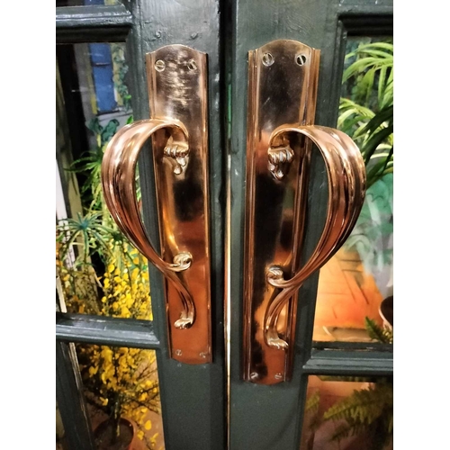 795 - ± Flambards architecture A pair of 12 panel conservatory doors Including the handsome Art Nouveau br... 