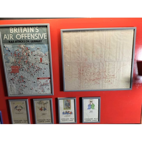 850 - ± Britain in the Blitz WW2 posters etc a group of framed and mounted posters to include 