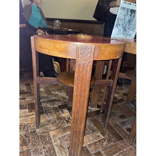 873 - ± Britain in the Blitz 3 x 1930's Oak Pub Tables 3 x 1930's 4-legged oak pub tables with red painted... 