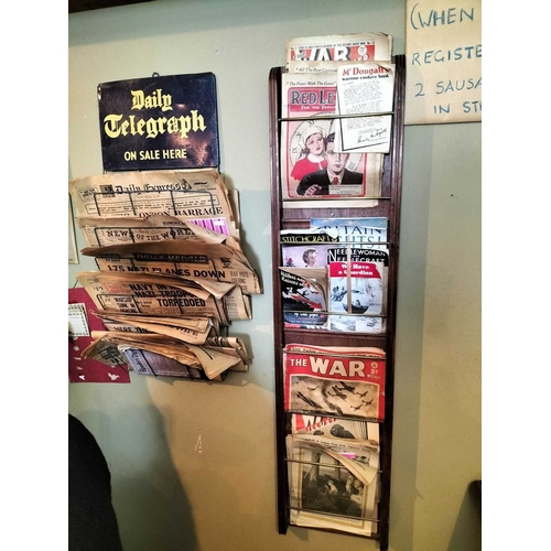 944 - ± Britain in the Blitz Newspaper rack and ephemera 