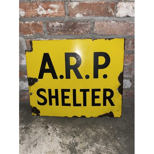 961 - ± Britain in the Blitz WWII A.R.P. Air Raid Shelter 2-sided Enamel Sign A WWII A.R.P. Air Raid Shelt... 