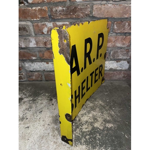 961 - ± Britain in the Blitz WWII A.R.P. Air Raid Shelter 2-sided Enamel Sign A WWII A.R.P. Air Raid Shelt... 