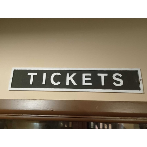 975 - ± The Station Signage An enamel ‘Private’ sign, 9cm x 45.5cm, a Great Western Railways ‘Tickets’ sig... 