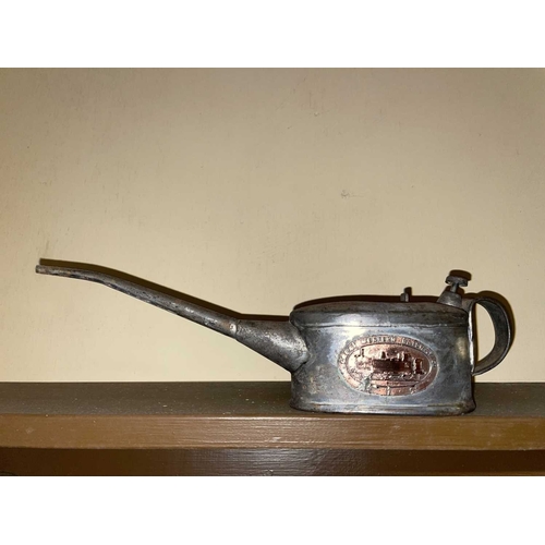 991 - ± The Station A GWR oil can & cast iron Water cover A GWR oil can with applied pressed copper Great ... 