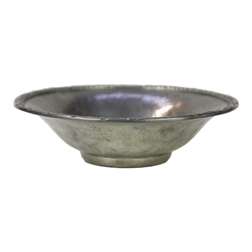126 - A pair of Liberty & Co Tudric hammered pewter pedestal bowls. No. 01353. Height 4.5cm, 17cm diameter... 