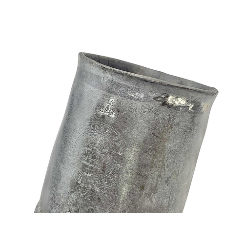 157 - A Victorian Dartmoor Prison Officer's pewter mess mug. With engraved crest, height 10cm, together wi... 