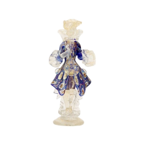 228 - A pair of Murano multicoloured glass figures of dancers. Mid 20th century, height 27cm, together wit... 