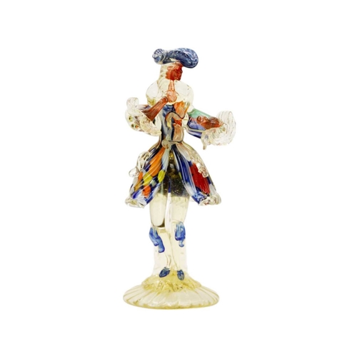 228 - A pair of Murano multicoloured glass figures of dancers. Mid 20th century, height 27cm, together wit... 