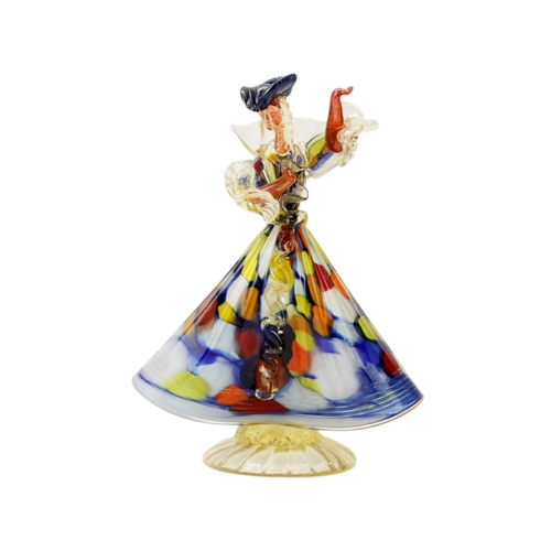 228 - A pair of Murano multicoloured glass figures of dancers. Mid 20th century, height 27cm, together wit... 