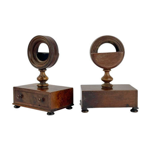 49 - A pair of 19th century rosewood desk top pocket watch holders. Each fitted with a frieze drawer. Hei... 