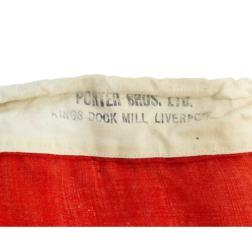 57 - A Trinity House Ensign. Stencilled 3rd size Porter Bros. Ltd Kings Dock Mill Liverpool 1932, 108cm x... 