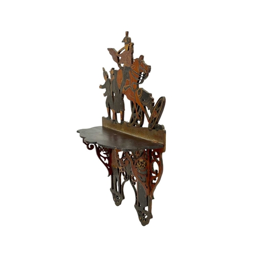 6 - A pair of pierced and painted fretwork folding wall shelves. Circa 1900, titled for the battles of B... 