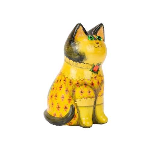 91 - Joan & David de Bethel A painted papier mache seated cat sculpture, retailed by the John Pearce Gall... 