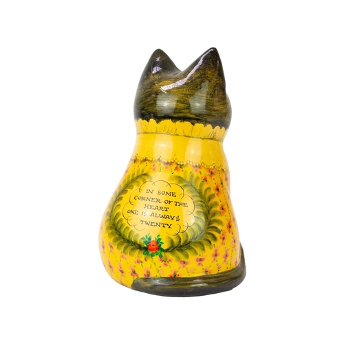 91 - Joan & David de Bethel A painted papier mache seated cat sculpture, retailed by the John Pearce Gall... 