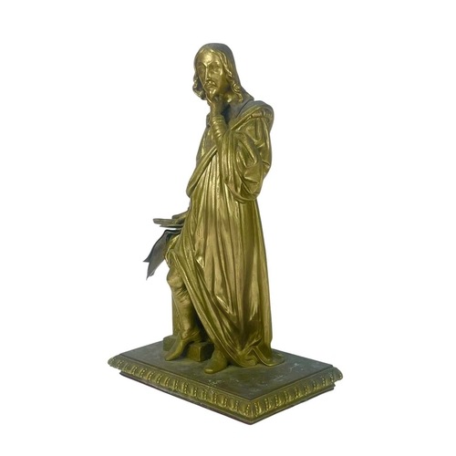 93 - A French bronze figure of an artist. 19th century, probably originally from a clock, the contemplati... 