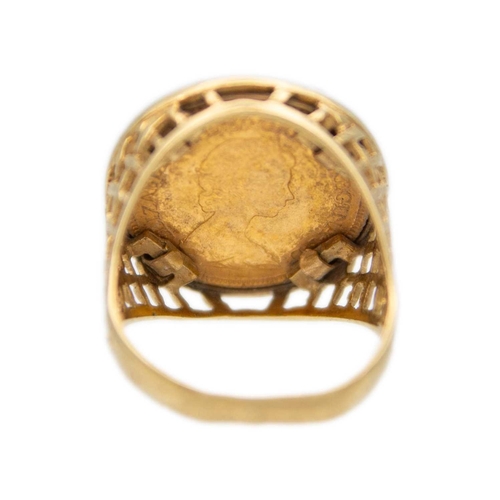 1 - A half sovereign set in a 9k gold ring. The ring is London hallmarked 1990, by LG&S, size U, total w... 